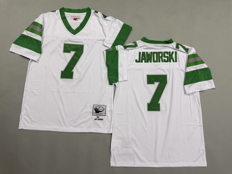 Men 2025 Philadelphia Eagles #7 Jaworski white Throwback Limited NFL Jersey style 001